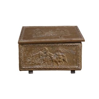 19th Century Brass over Wood Paneled Box
