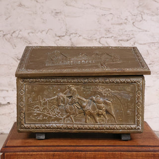 19th Century Brass over Wood Paneled Box
