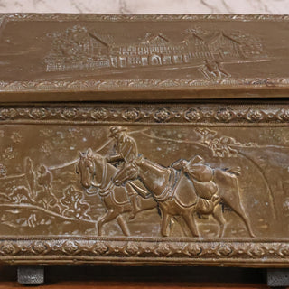 19th Century Brass over Wood Paneled Box
