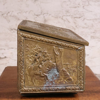 19th Century Brass over Wood Paneled Box
