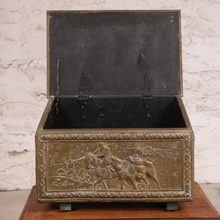 19th Century Brass over Wood Paneled Box
