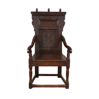 17th Century English Oak Gothic Carved Chair
