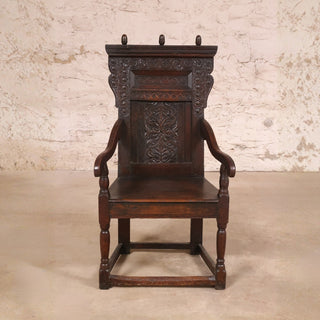 17th Century English Oak Gothic Carved Chair
