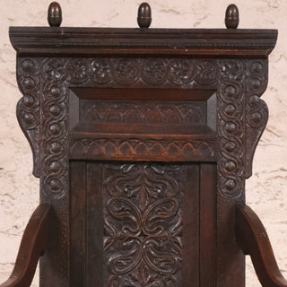 17th Century English Oak Gothic Carved Chair
