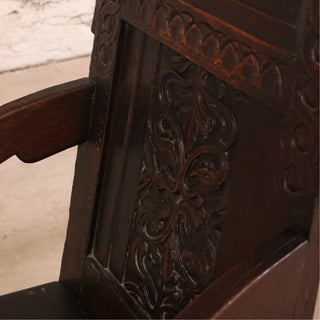 17th Century English Oak Gothic Carved Chair
