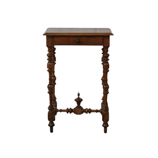 19th Century French Walnut Small Turned Leg Table
