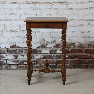 19th Century French Walnut Small Turned Leg Table

