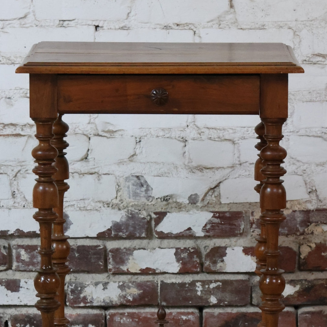 19th Century French Walnut Small Turned Leg Table - Thumbnail 4