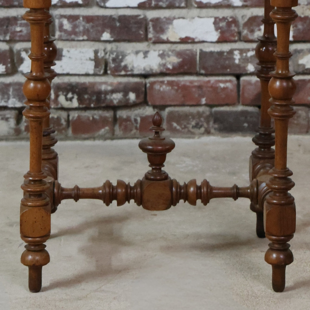 19th Century French Walnut Small Turned Leg Table - Thumbnail 5