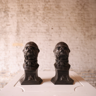 19th Century French Iron Knight Helmet Bookends (Set of 2)
