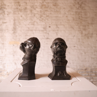 19th Century French Iron Knight Helmet Bookends (Set of 2)
