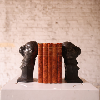 19th Century French Iron Knight Helmet Bookends (Set of 2)
