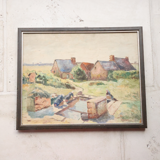 20th Century French Laundry Day Painting
