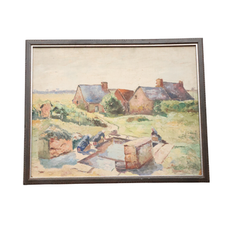 20th Century French Laundry Day Painting
