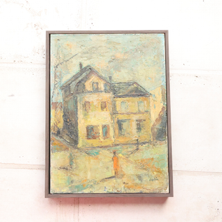 20th Century French Yellow House Painting
