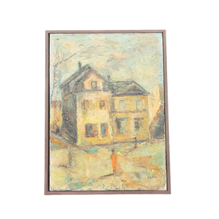 20th Century French Yellow House Painting

