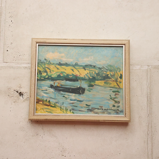 20th Century French Pastel Town Painting
