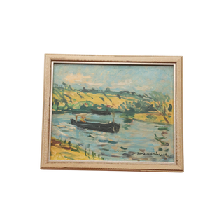 20th Century French Pastel Town Painting
