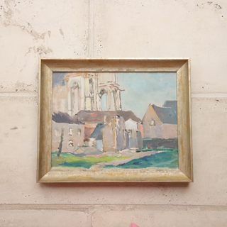 20th Century French River Boat Painting

