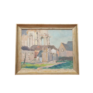 20th Century French River Boat Painting
