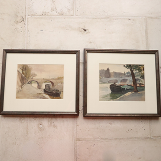 Early 20th Century French Watercolor Art (Set of 7)
