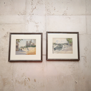 Early 20th Century French Watercolor Art (Set of 7)
