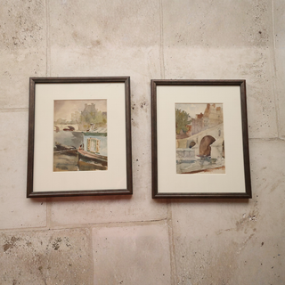 Early 20th Century French Watercolor Art (Set of 7)
