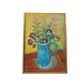 20th Century French Purple Flowers Painting by Robert Rodrigue
