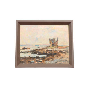 20th Century French Seaside Castle Painting
