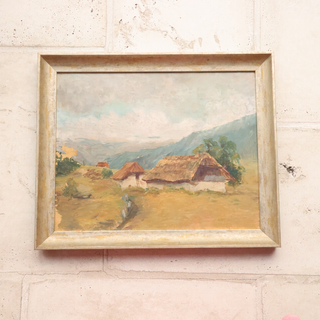 20th Century French Thatched Houses Painting
