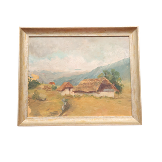 20th Century French Thatched Houses Painting
