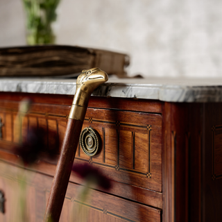 19th Century French Oak Cane with Carved Bird Head Handle
