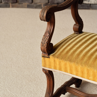 1900s French Wood & Upholstered Stool
