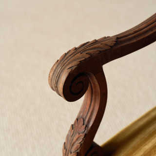 1900s French Wood & Upholstered Stool
