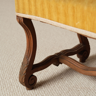 1900s French Wood & Upholstered Stool
