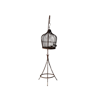 19th Century French Iron Bird Cage with Stand
