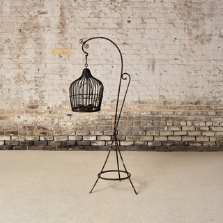 19th Century French Iron Bird Cage with Stand
