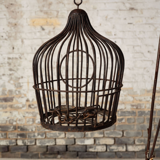 19th Century French Iron Bird Cage with Stand
