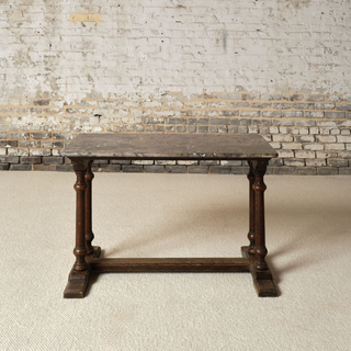 19th Century French Marble & Oak Table
