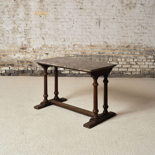 19th Century French Marble & Oak Table
