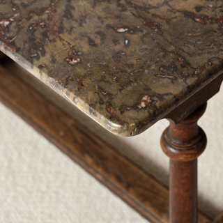 19th Century French Marble & Oak Table
