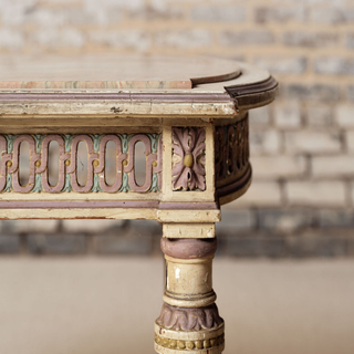 19th Century French Light Wood Base & Marble Top Table
