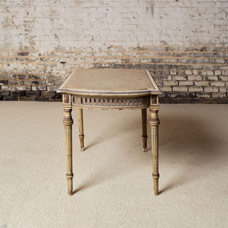 19th Century French Light Wood Base & Marble Top Table
