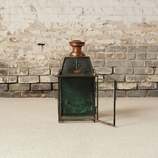 19th Century French Iron Gas Green Lantern
