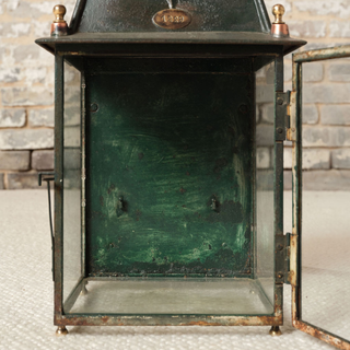 19th Century French Iron Gas Green Lantern
