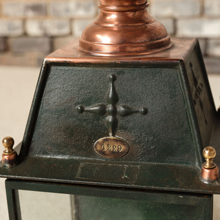 19th Century French Iron Gas Green Lantern
