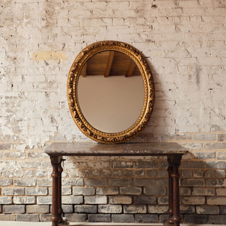 19th Century French Round Wooden Mirror
