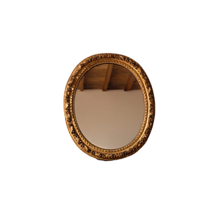 19th Century French Round Wooden Mirror
