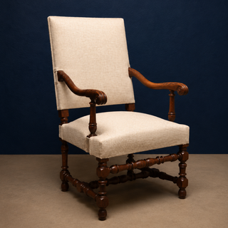 Louis XIII Style Carved Oak Fauteuil Armchair
