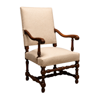 Louis XIII Style Carved Oak Fauteuil Armchair
